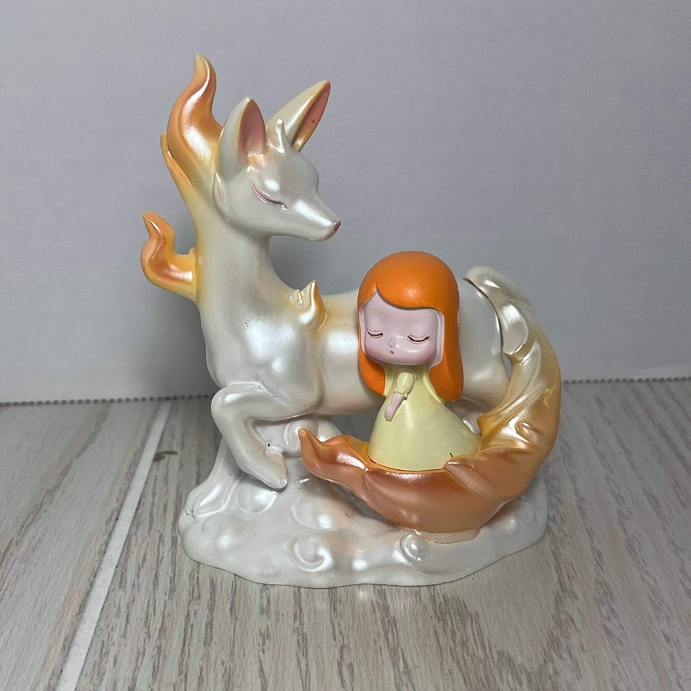 Sleepwalking Mountain and Sea Figure Sleeping Spirit Animal Orange Girl Deer Fox